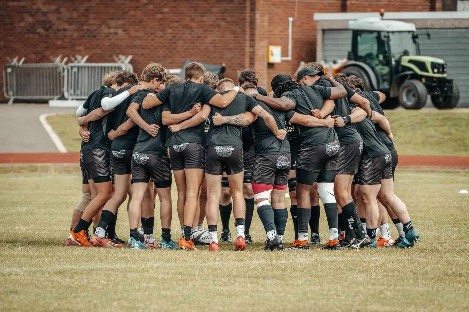 The squad in a huddle