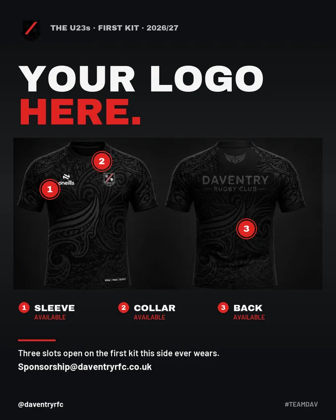 U23s kit sponsorship graphic: your logo here, three slots on the first kit
